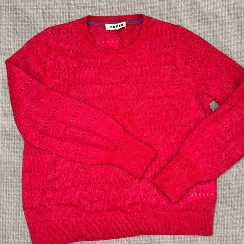 Boden Vibrant Pink Crew Neck Sweater